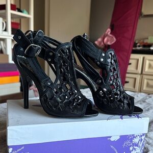 Naughty Monkey Black Cutout Heels